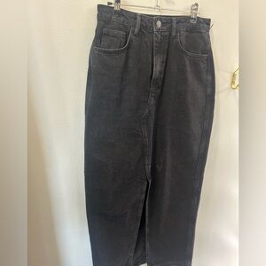 MNG Mango Black Denim Skirt with front slit size S